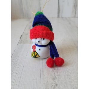 Vintage ceramic‎ Bell ornament snowman scarf hat Lantern Xmas